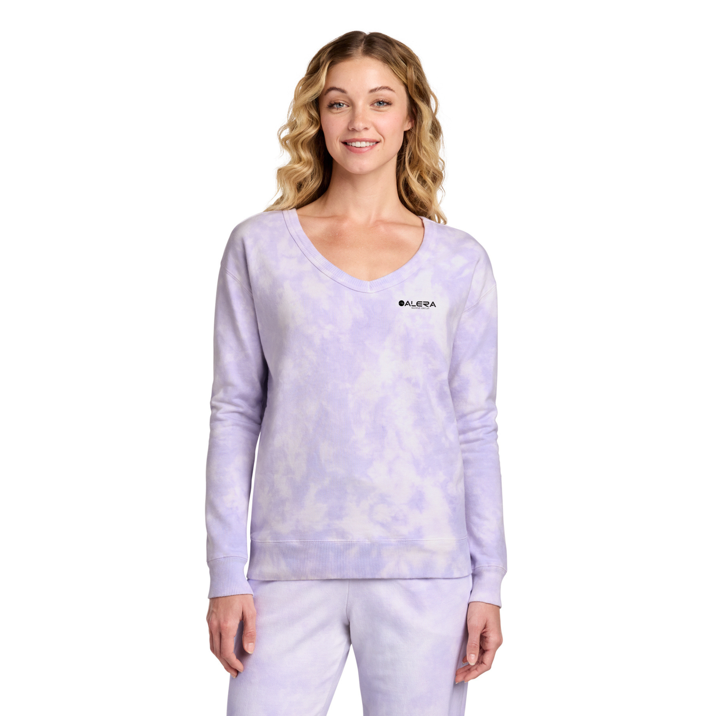Port & Company® Ladies Beach Wash® Cloud Tie-Dye V-Neck Sweatshirt