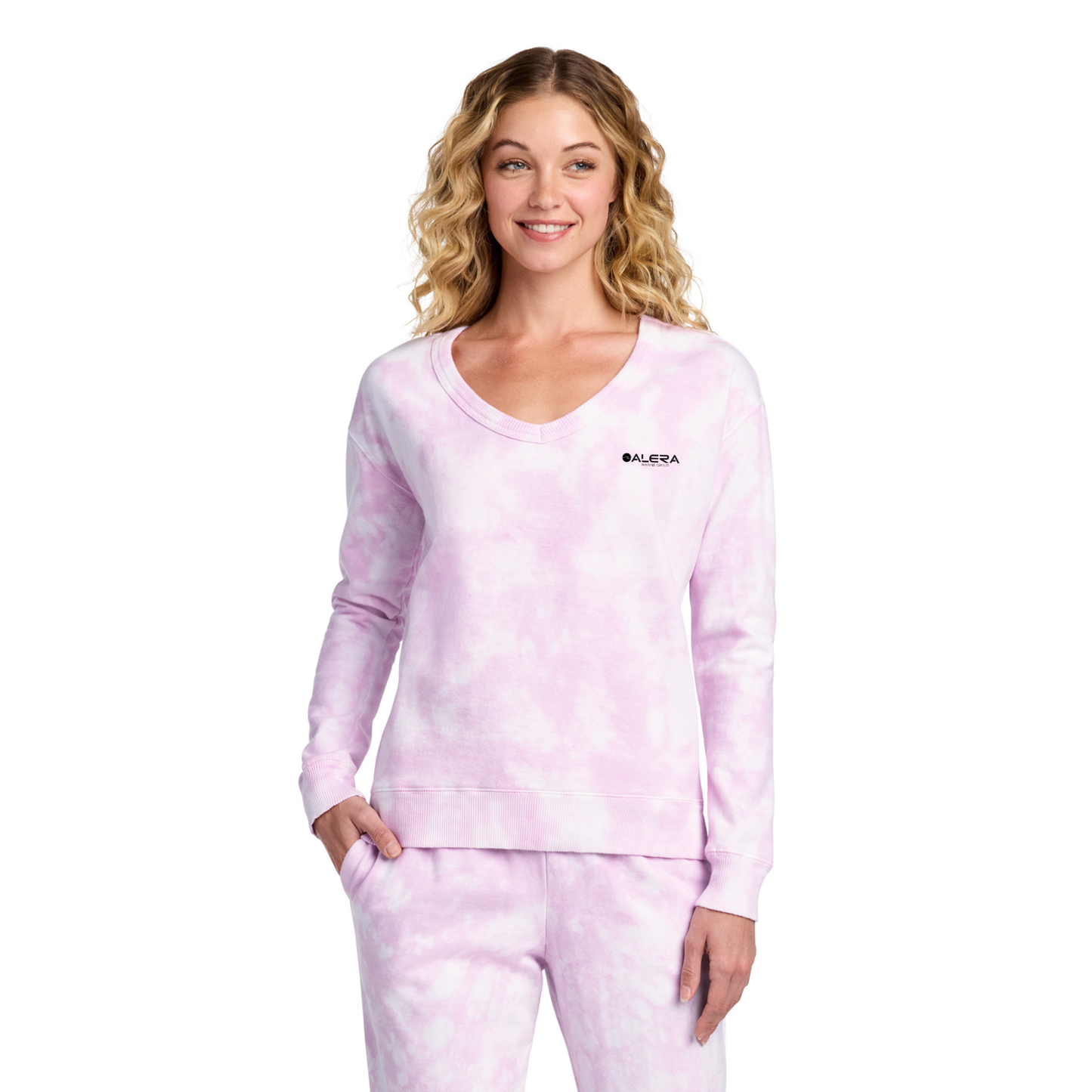 Port & Company® Ladies Beach Wash® Cloud Tie-Dye V-Neck Sweatshirt