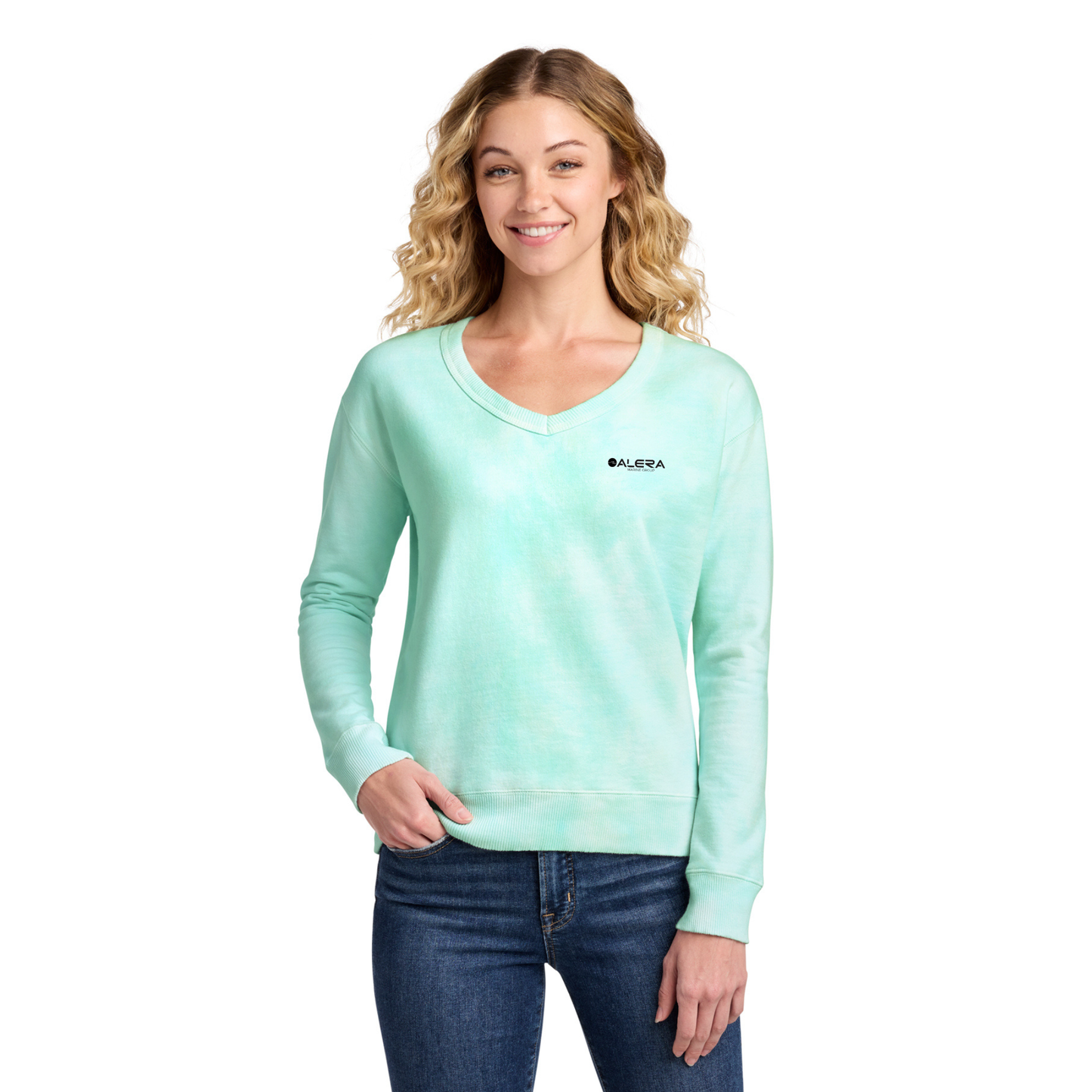 Port & Company® Ladies Beach Wash® Cloud Tie-Dye V-Neck Sweatshirt