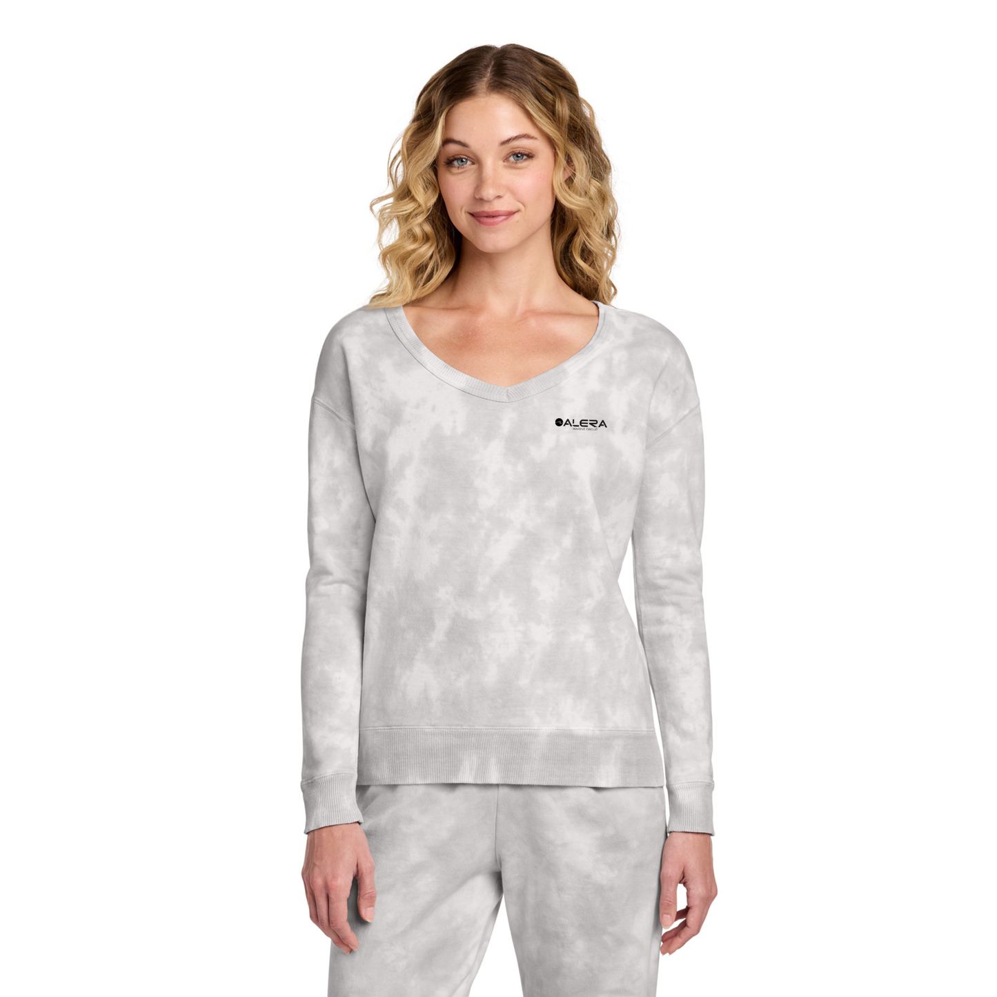 Port & Company® Ladies Beach Wash® Cloud Tie-Dye V-Neck Sweatshirt