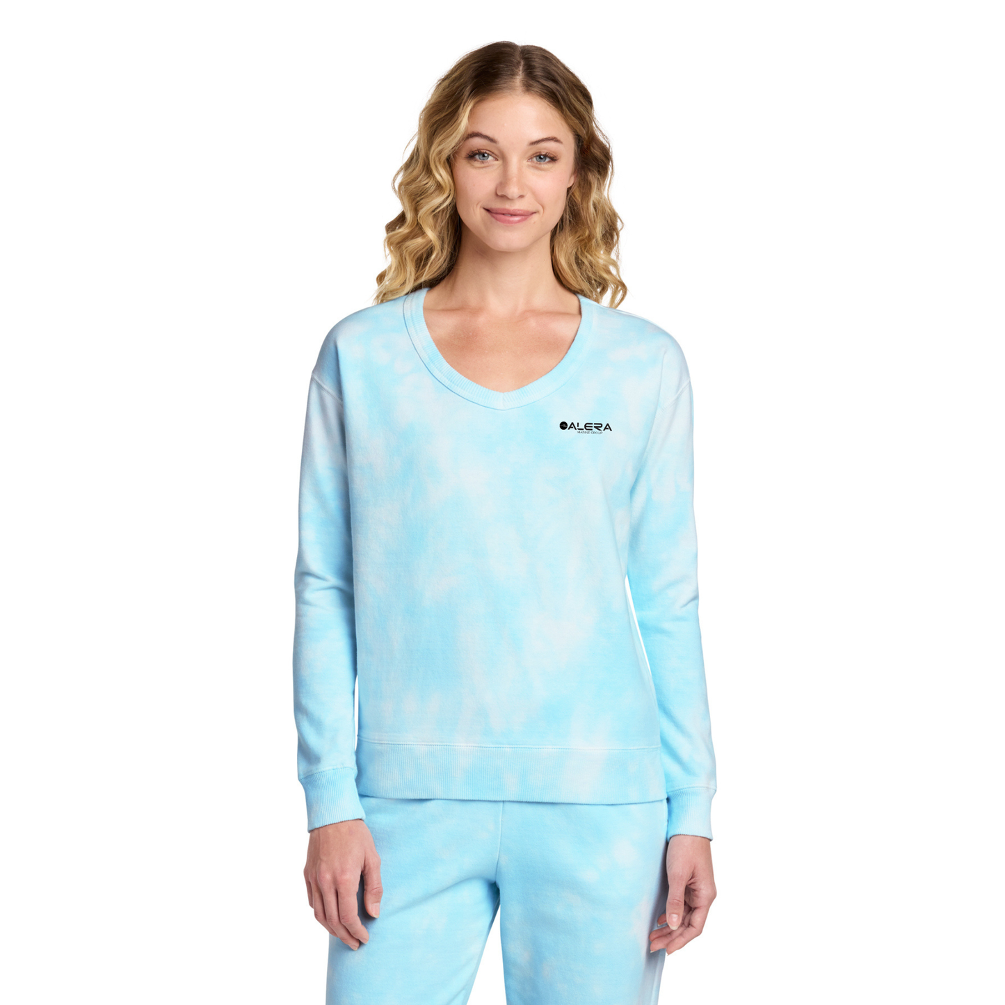 Port & Company® Ladies Beach Wash® Cloud Tie-Dye V-Neck Sweatshirt